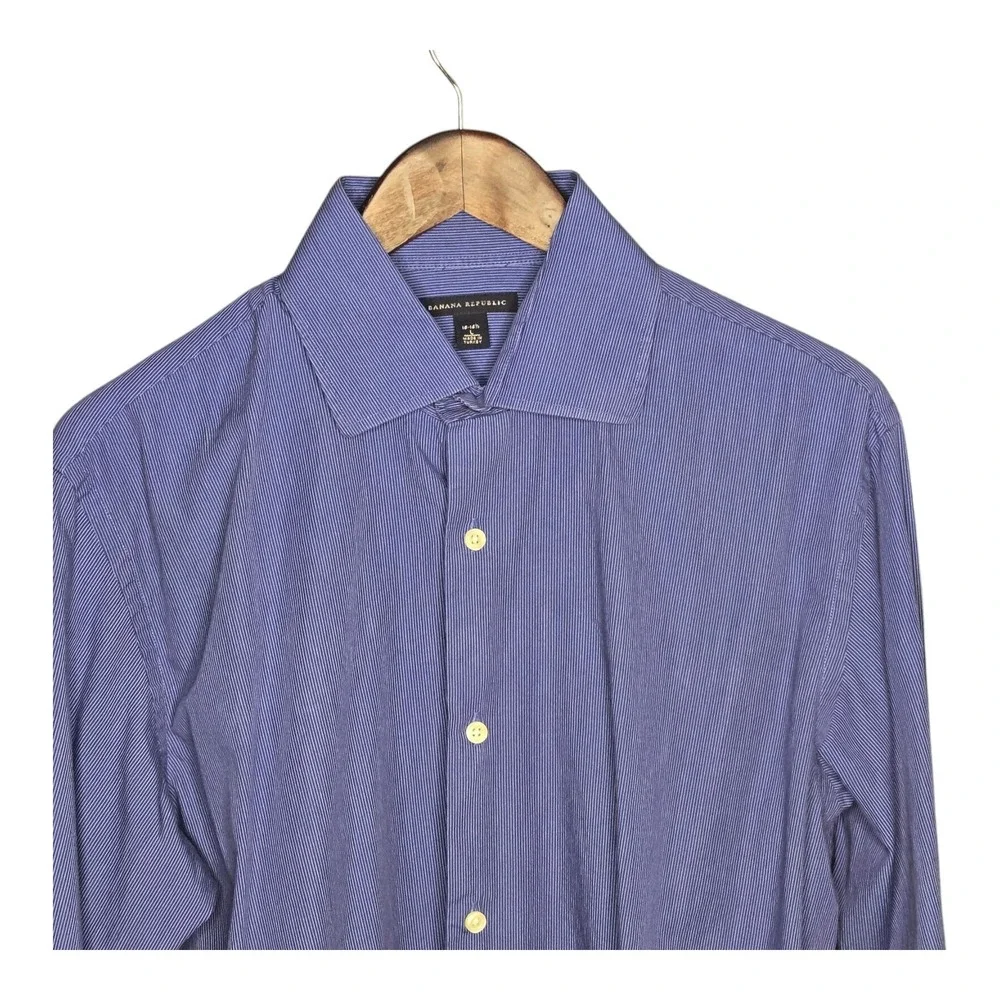 Banana Republic Dress Shirt Striped‎ Long Sleeve Button Down Blue Mens L
